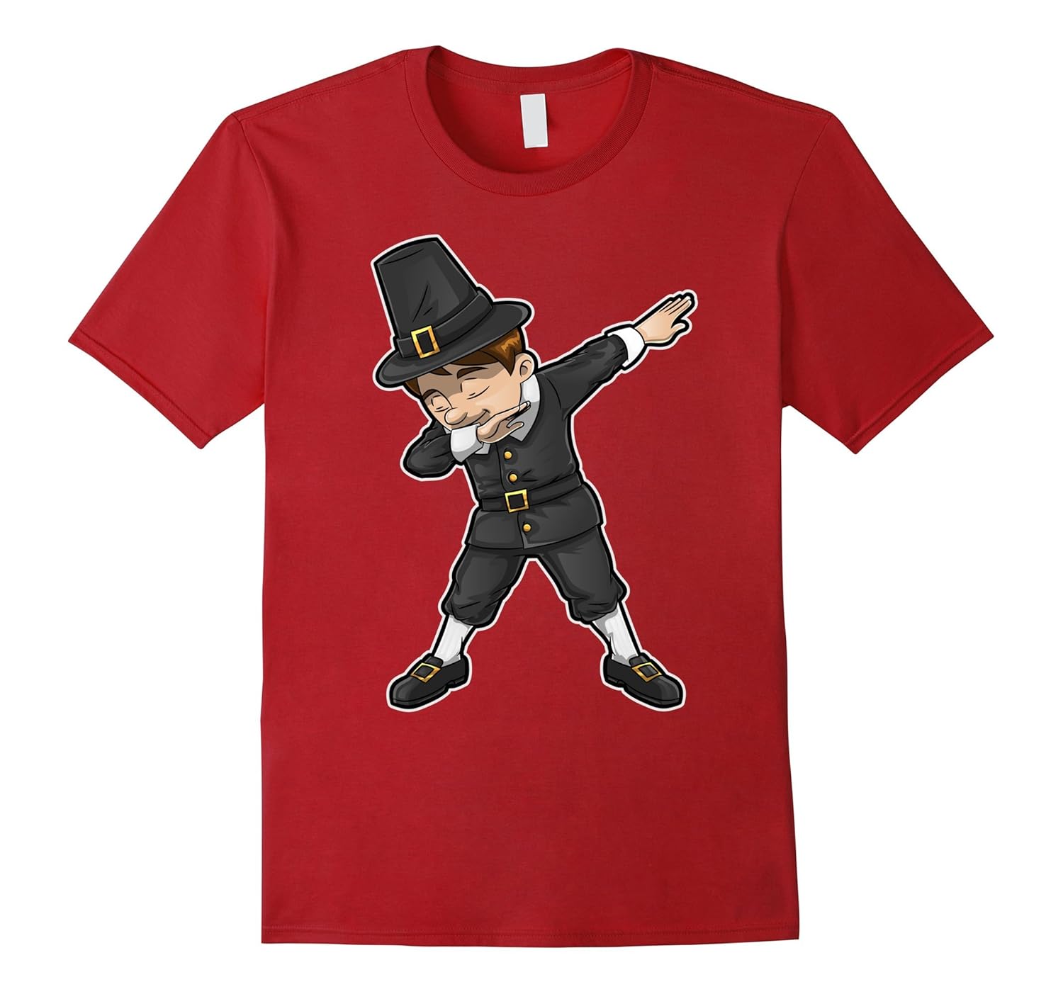 Dabbing Pilgrim T Shirt Happy Thanksgiving Boy Dab Dance Tee-ANZ