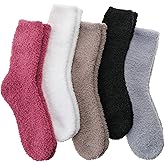 Fuzzy Socks Warm Fluffy Winter Cozy Thick Plush Slipper Sleep Comfy Crew Socks for Women & Men 5 Pairs