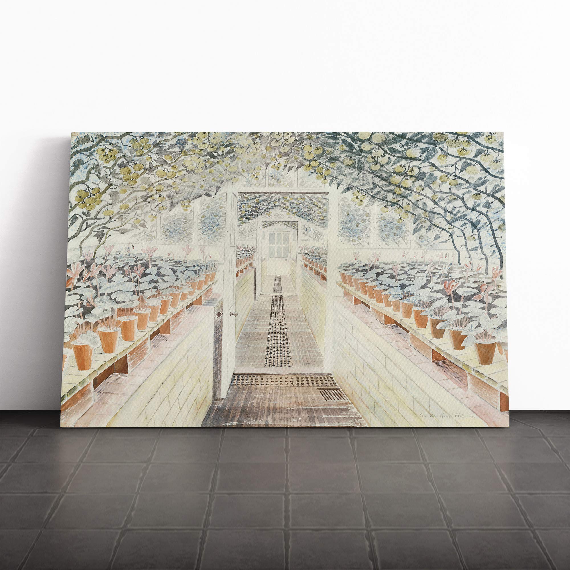 Eric Ravilious Greenhouse Canvas Print | Gallery Wrapped 30mm Frame Wall Art | 20x14 inches | Ready to Hang | Modern Picture | Living Room Bedroom Lounge Office