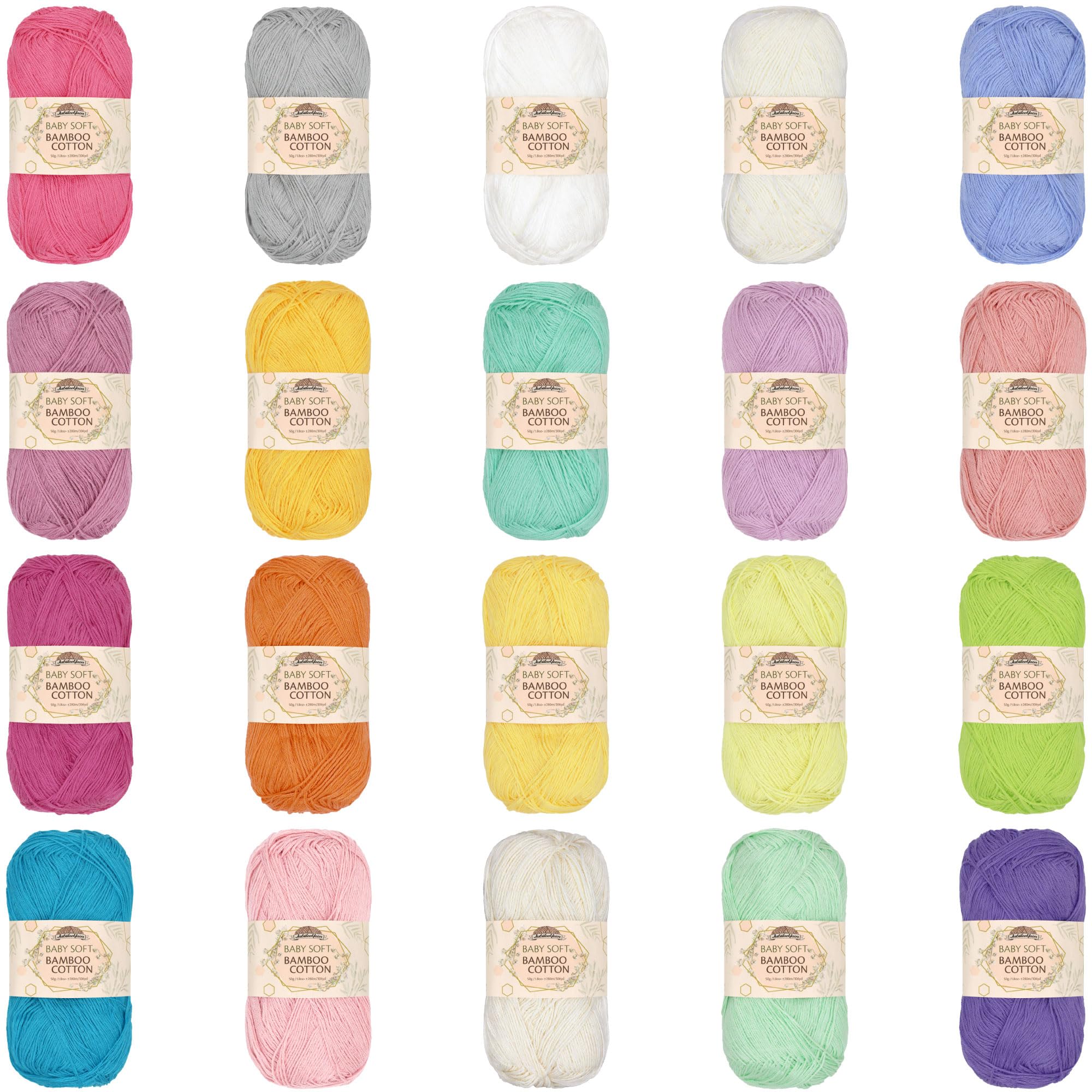 JubileeYarn Baby Soft Bamboo Cotton Yarn - 50g/Skein - Light Assortment - 20 Skeins — image 1