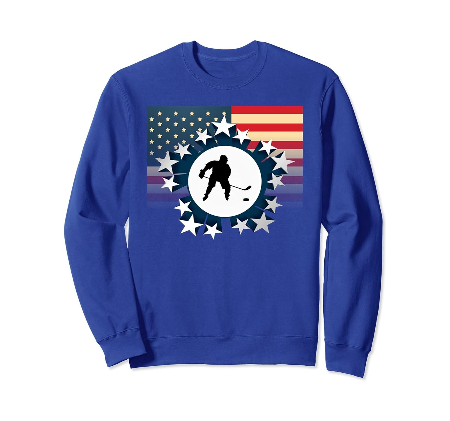 Ice Hockey American USA Flag with Stars Sweatshirt-anz