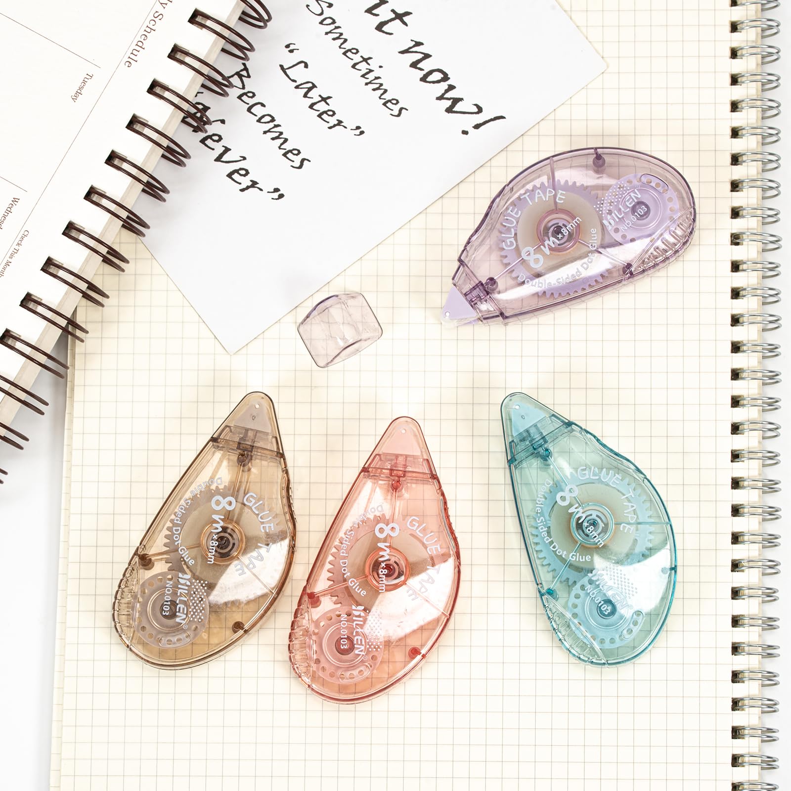 4 Pack Double Sided Tape Roller, Scrapbook Supplies, Glue Tape Roller for Crafts, Double-Sided Adhesive Tape Runner for scrapbooking, School Office Journaling Supplies (0.31 inch X 26.25 feet)