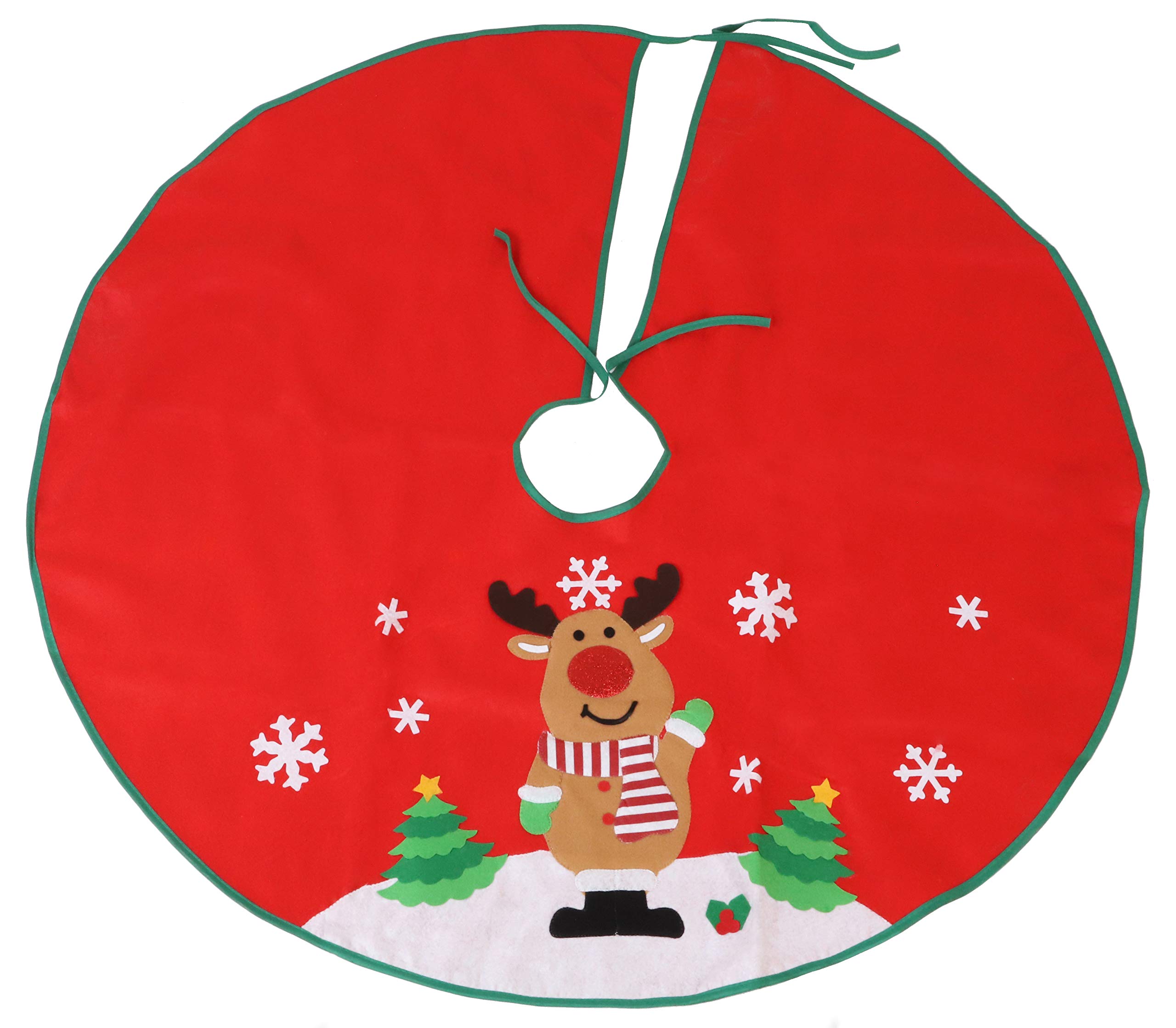 Toyland® 106cm (42") Red Christmas Tree Skirt - Reindeer Design - Christmas Decoration