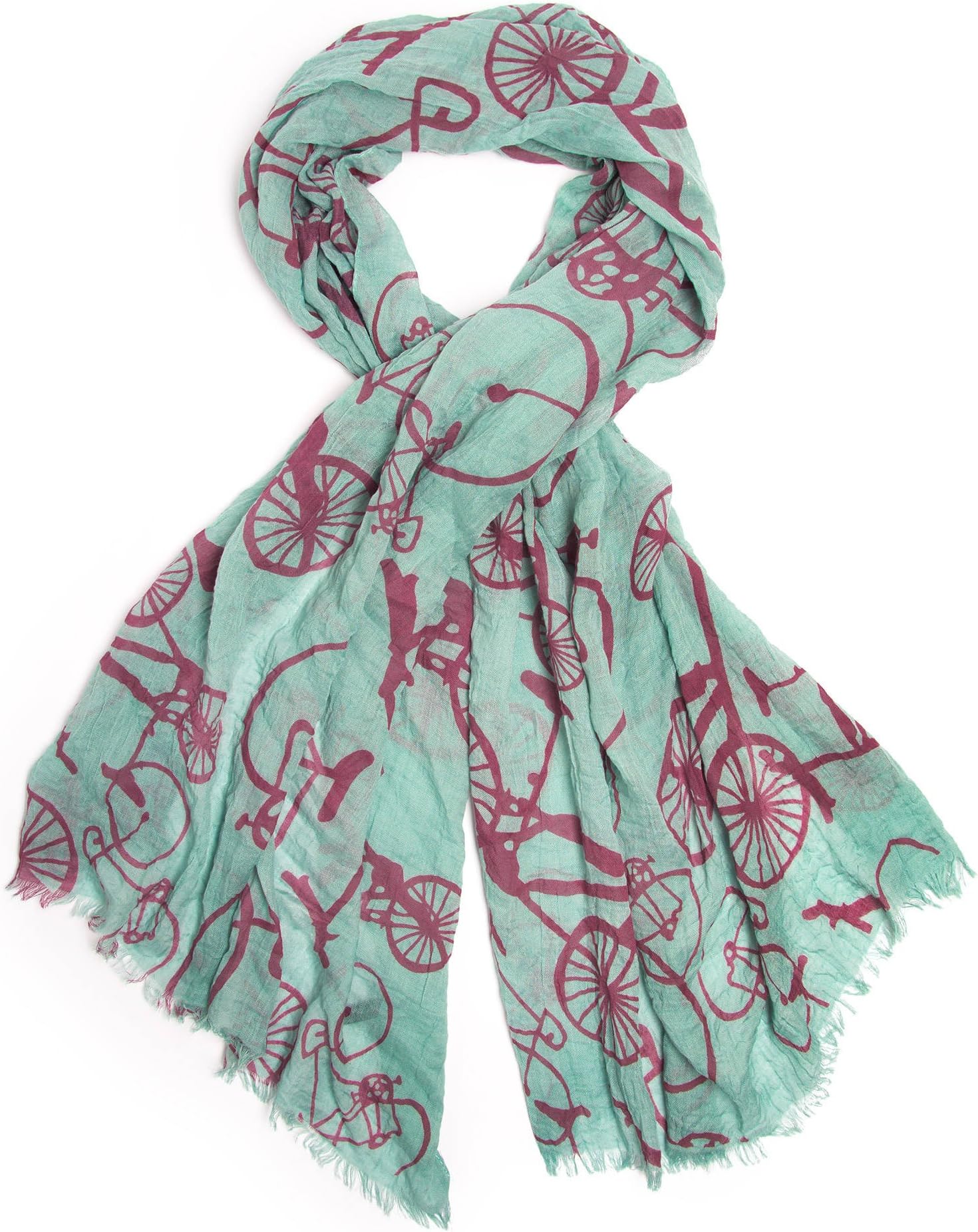 Bohomonde “My other car is a bike” Scarf, 100% Cotton Bicycle Print Sheer Gauze