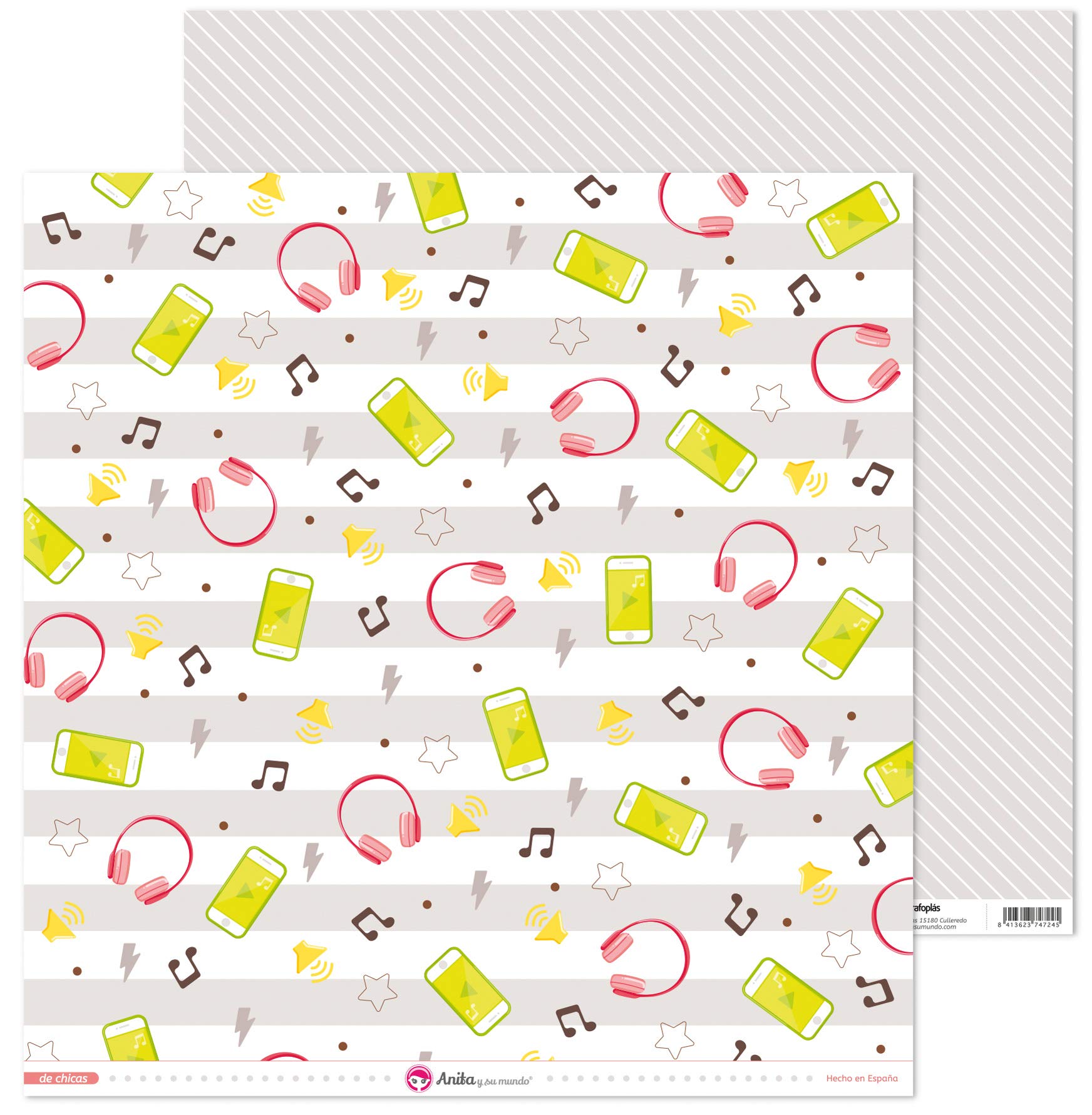 Anita y Su Mundo Girls' Collection Scrapbooking Papers, Paper, Music, 30.5 x 30.5 cm