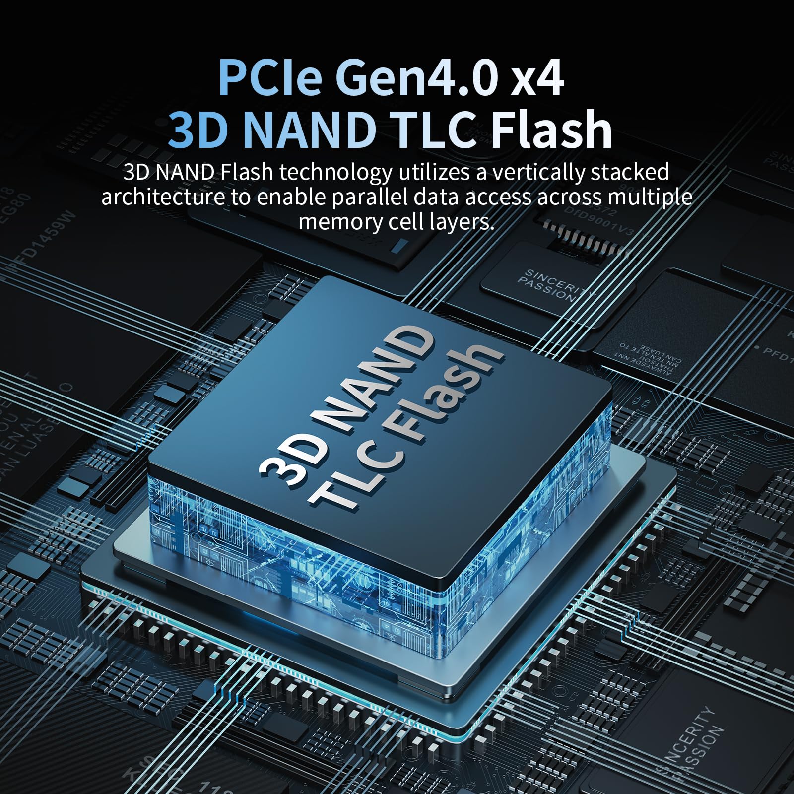 2TB SSD NVMe M.2 2280 PCIe Gen4 x4 Internal Solid State Drive - Up to 7400MB/s, 2TB SSD PS5 Dynamic SLC Cache, PS5 Compatible for Gaming PC Laptop(EN870)