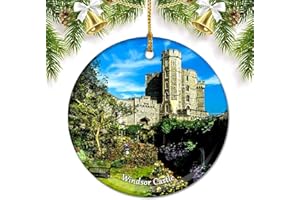 UMSUFA UK England Windsor Castle Christmas Ornaments for Tree Ceramic Pendant Double Sided Ornament Decor Xmas Gifts Porcelain Travel Souvenirs