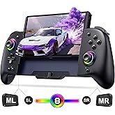 Spican Switch Controllers for Nintendo Switch/OLED Controller, Full-Size Switch Joy-pad for Better Handheld Mode, Switch Accessories Wireless Pro Controller with RGB Light/Battery/Turbo/Macro/4 Game Slot