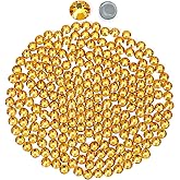 Rhinestones Flatback Hotfix Glass Round Crystals Gems for Crafts Clothes Shoes Bag DIY Decoration - Gold Yellow (SS10/2.8MM/1440pcs)