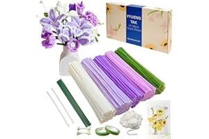 YYUENG TAK YYUENGTAK 350 Pcs Purple Pipe Cleaners Flower kit with tutoria,Fluffy Yarn,Green Floral Wires,Gardening Tape,Stamen-2 Colors，Pipe Cleaners Craft,Chenille Stems for DIY Art Projects Creative Gift Decor