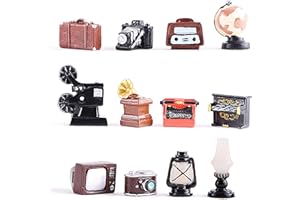 INHEMING 12Pcs Dollhouse Furniture Accessories Decor, Miniature Doll House Retro Home Appliances Ornaments, Mini Simulated Furniture Models for Pretend Play and Diorama DIY