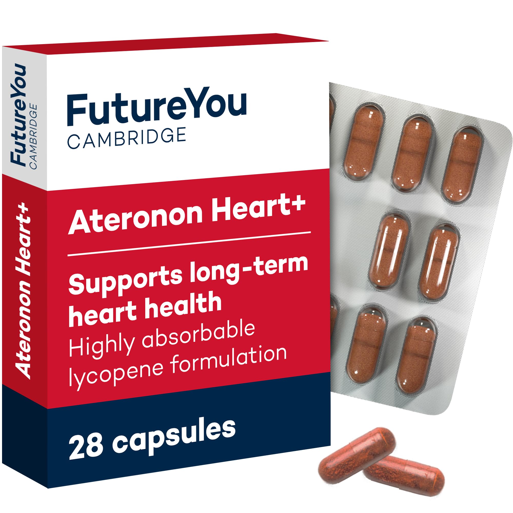 Ateronon Heart+ Health Capsules – 28x Heart Capsules with Lycopene & Vitamin B – The Original Tomato Pill – 28 Day Supply – Heart Vitamins by FutureYou Cambridge