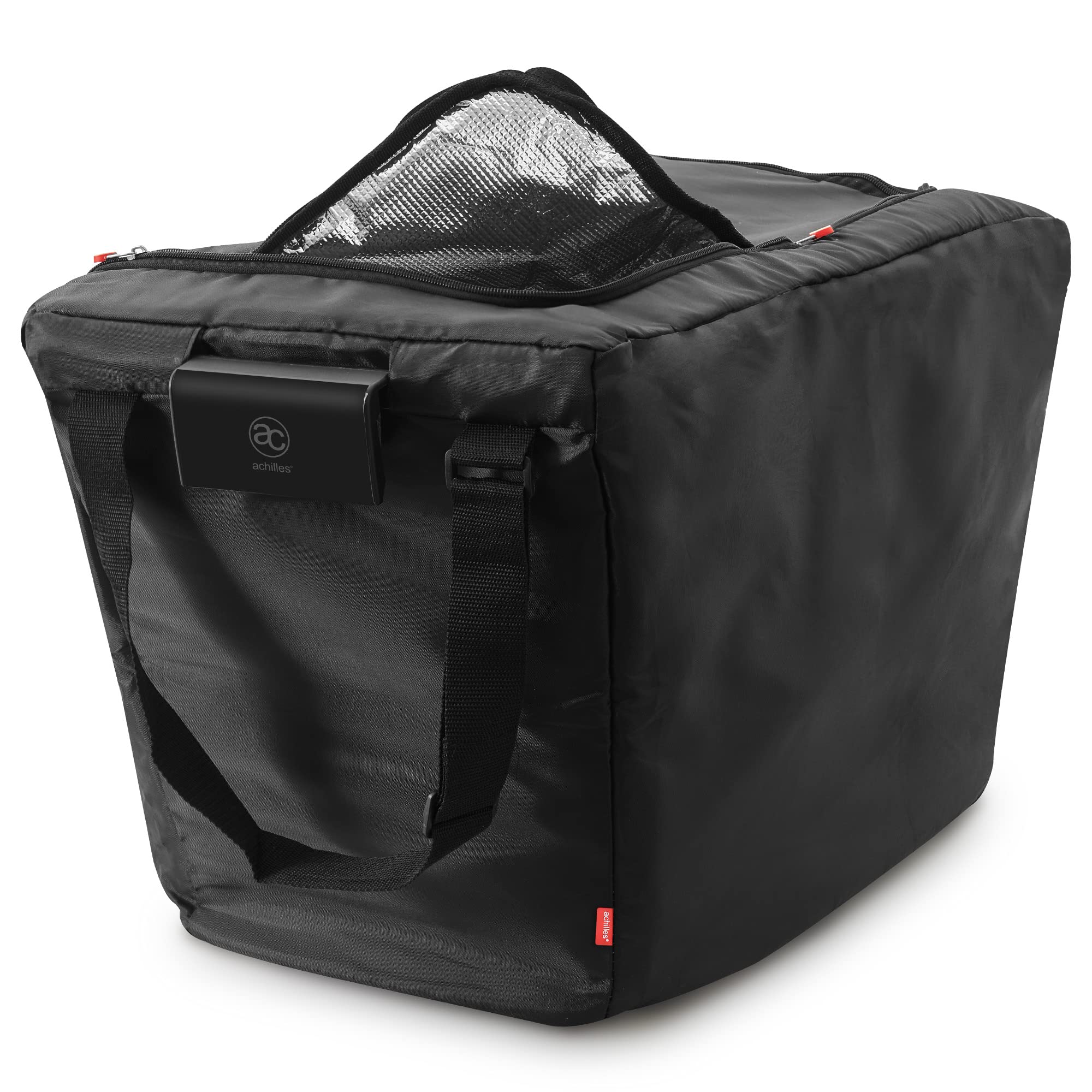 achilles Insulated Cooler Bag for Hanging, Foldable Shopping Trolley Bag, Thermal Cool Box, Large All Common Trolleys (Black, 54cm x 35cm x 39cm)