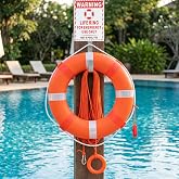 20" Foam Floating Ring Kit with 100FT Rope, Wall Bracket, Sign &amp; Whistle