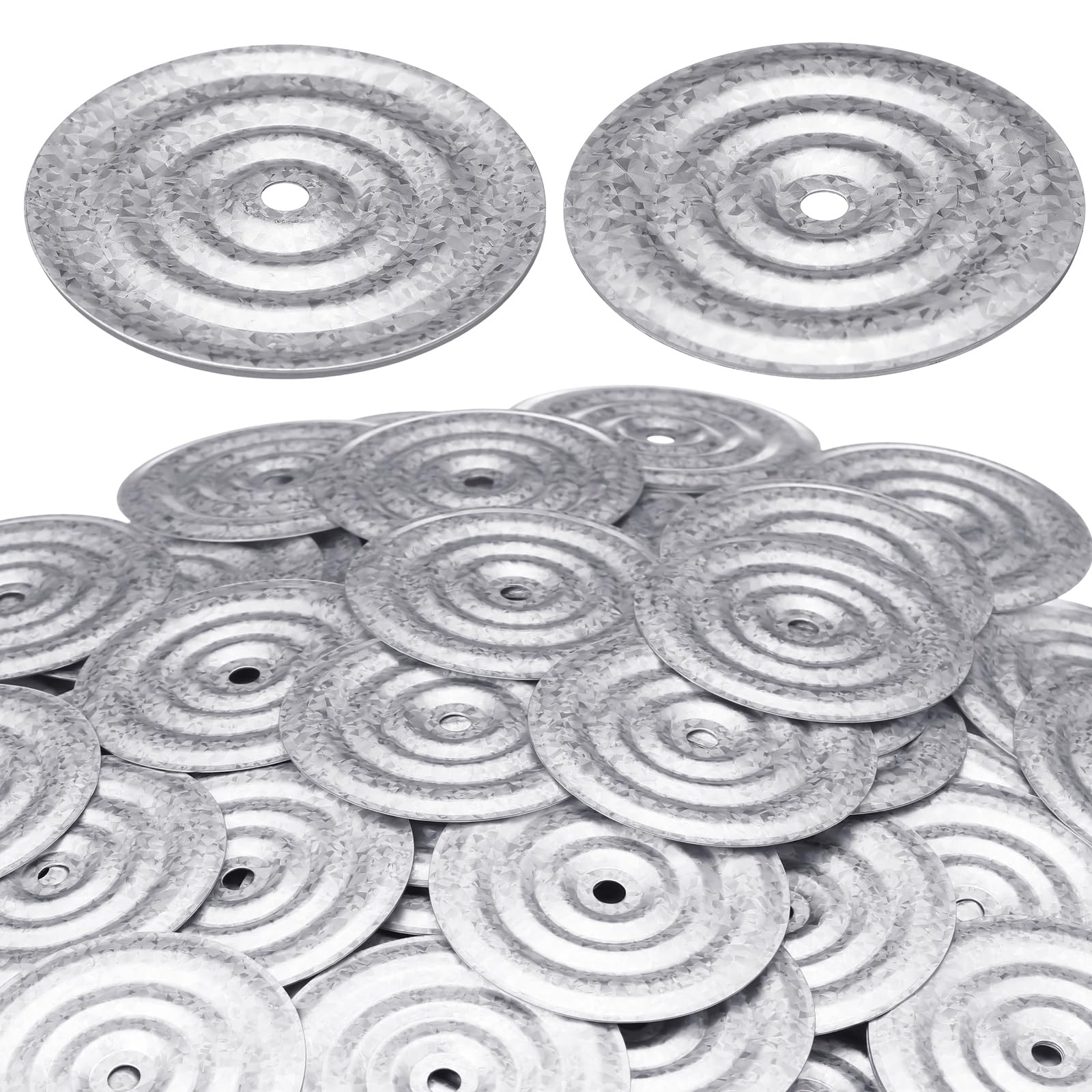 Photo 1 of Shimeyao 100 Pcs 3'' Roofing Insulation Round Plates Galvanized Metal Membrane Stress Plates Corrosion Resistant Fasteners for Roof System Attachment to Steel and Wood Roof Decks
