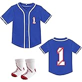Icibgds First Birthday Outfit for Baby Boys Girls Toddler Baseball Jersey Set with Cute Button Tee and Socks 9-24 Months