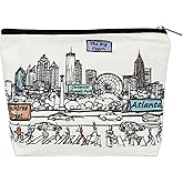Beary Blu Cities Around the World Artwork Cosmetic Bag Series – Designed in USA, Travel Makeup Bag with Zipper, Souvenir Gift for Women, Artwork Organizer for Purse or Toiletry (Atlanta)