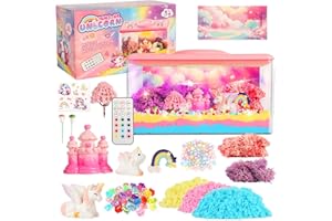 KACHUAN BEAR Unicorn Light-Up Terrarium Kit Toys for Kids - Not Fragile - LED Night Light Birthday Gift for Girls Ages 4 5 6 7 8-12 Year Old - DIY Arts and Crafts Kit, with Music, Stickers, Background