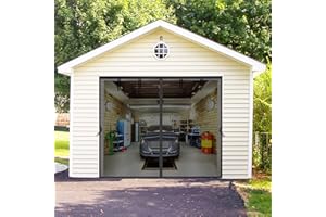 SANJINFON Garage Screen Door for 1 Car Garage Pull Down 8x7FT, Magnetic Door Screen 8x7 FT Garage/Patio/Porch/Balcony with Retractable Fiberglass Mesh & Heavy Duty Weighted Bottom, Easy Assembly & Pass