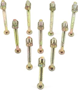 binifiMux 10-Pack M6 x 75mm Furniture Crib Baby Bed Bolt & Barrel Nut Allen Head, Hex Drive Socket Cap Bolts, Zinc Plated
