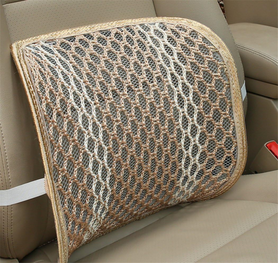ZHCJH 2PCS Lumbar Pillows Mesh Ventilate Cushion Pad Pain Relief Seat Posture Corrector Ultra Comfort Massaging Car Seat Cushion Protect The Spine Waist Cushion,Beige