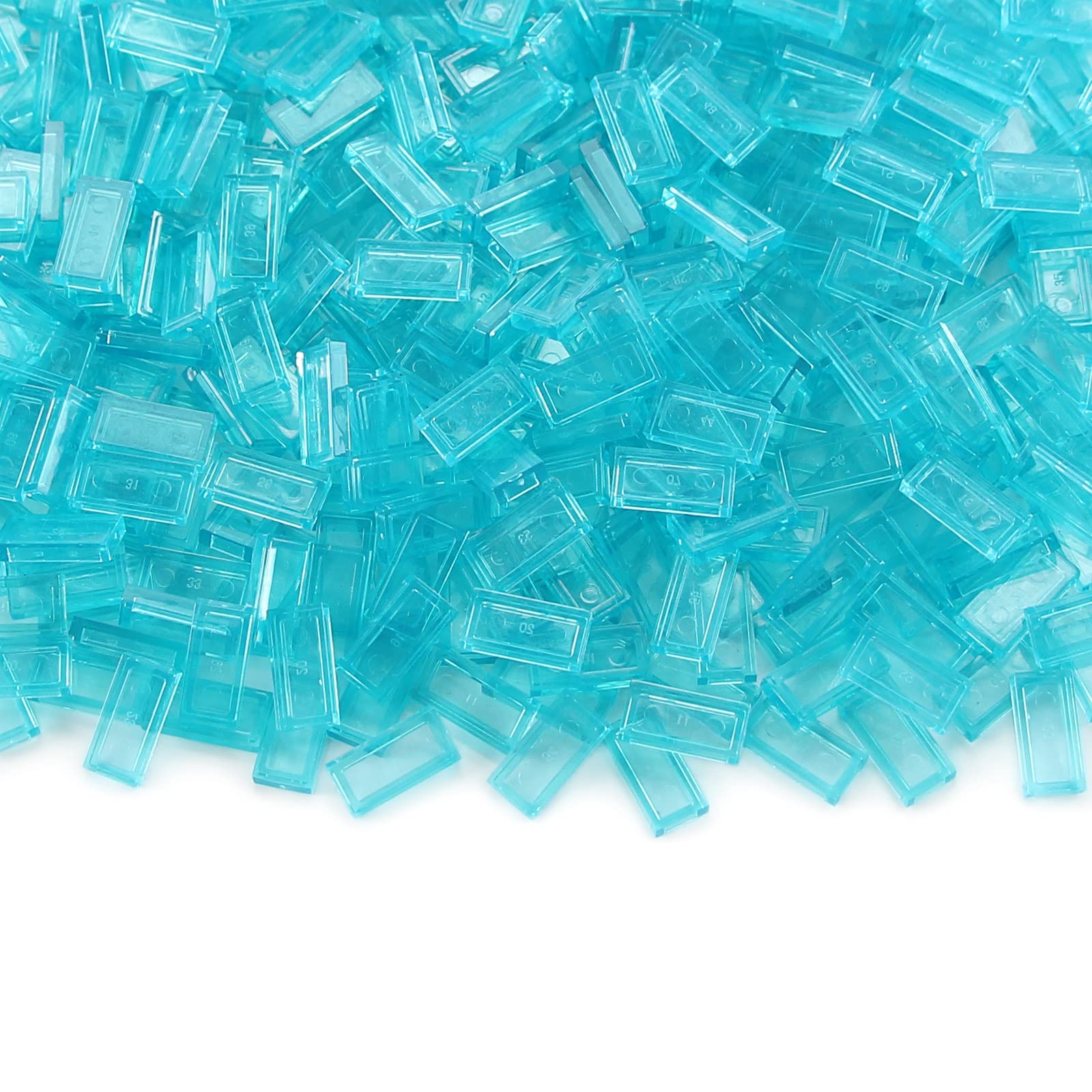 Feleph Transparent Light Blue 1×2 Tile ×700 Parts and Pieces, Bulk Building Blocks Flat Bricks for Smooth Surface Floor Wall, Toy Accessories Compatible with Major Brands — image 1