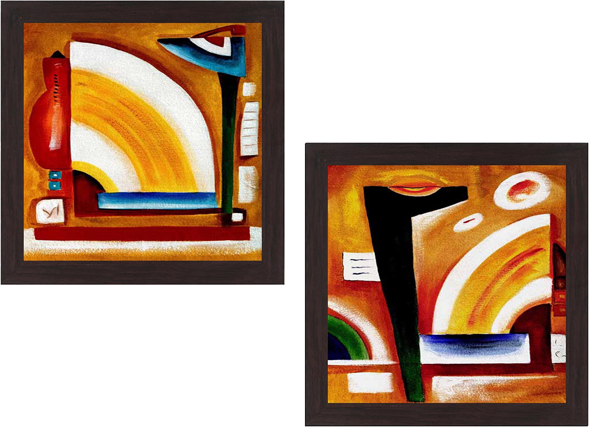 Wens 'Modern Artistic Art' UV Textured Wall Painting (Synthetic Wood, 35 cm x 71 cm x 2.5 cm, Brown, Set of 2)