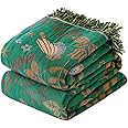 Boho Throw Blanket for Bed - 100% Cotton Ultra Soft Rustic Quilt Fall Blanket - Bird Floral Printed Farmhouse Decor Bed Blankets,60"×80" All Season Rustic Throw for Sofa Couch Chair