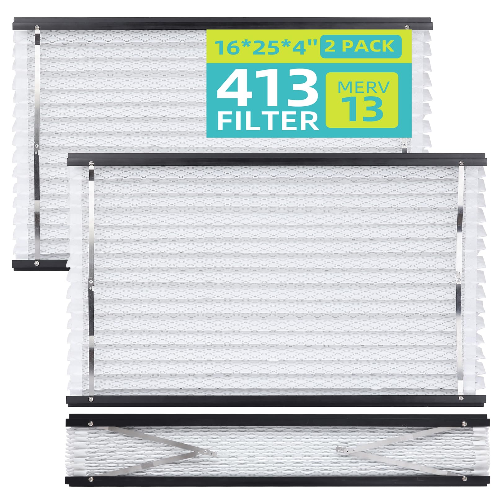 Photo 1 of 2 Pack 413 Air Filter Compatible with AprilAire Whole House Air Purifiers Model 1410, 1610, 2410, 2416, 3410, 4400, 2140 - MERV 13, Size:16x25x4