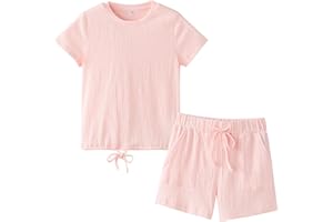 LIBREDGE Girls 2 Piece Outfits Girl Summer Clothes Kids Sport T Shirts and Shorts girls' Clothing Sets 5-14 Years