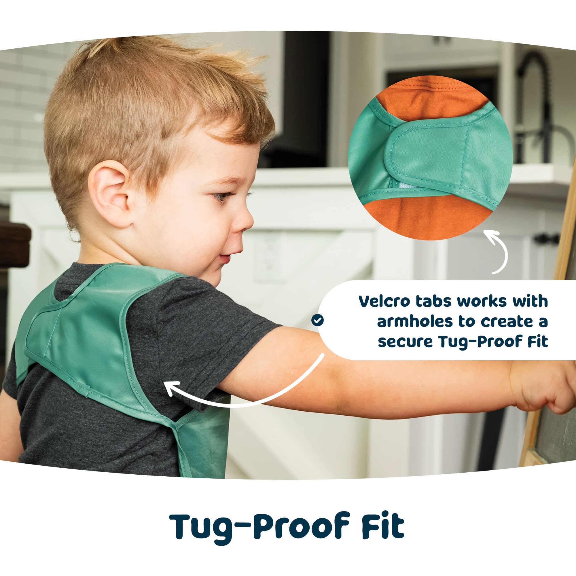Tiny Twinkle Tiny Twinkle Mess Proof Apron Bibs - 2 Pack Waterproof & Lightweight Baby Bibs for Led Weaning | 100% Recycled Polyester, Easy Clean & Machine Washable (Slate Olive,Small 6-24 Months)