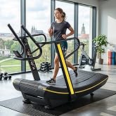 Curved Treadmill, Non-Electric Treadmill with 8 Adjustable Resistance, Self-Propelled Curved Treadmill with LED Display, Non-Slip Rubber Track, Transport Wheels, No Assembly Need, Load 660 Lbs