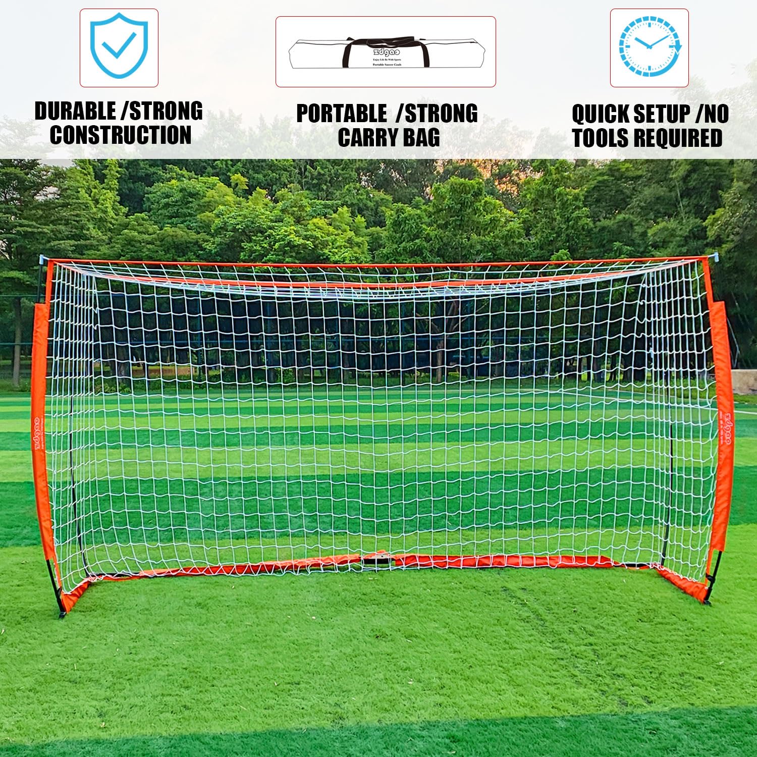 YDDS Soccer Goal for Backyard | Portable Soccer Goal Net Collapsible Metal Base | Easy Setup | Portable Net for All Ages| 1 Pair Shin Guards+ 1 Goal + 1 Carry Bag | Size 6x4FT or 12x6F