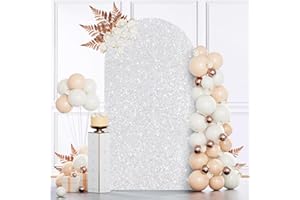MODFUNS Silver Sequins Arch Cover 3.3x6.6ft Metallic Arch Covers Spandex Arch Stand Cover Double-Sided Arch Cover Glitter Cover for Arch Chiara Cover for Holiday Party Event Arch Decorations