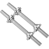 JFIT Threaded Dumbbell Handles, Set of 2, with Star Collars, Fits 1&rdquo; Standard Plates