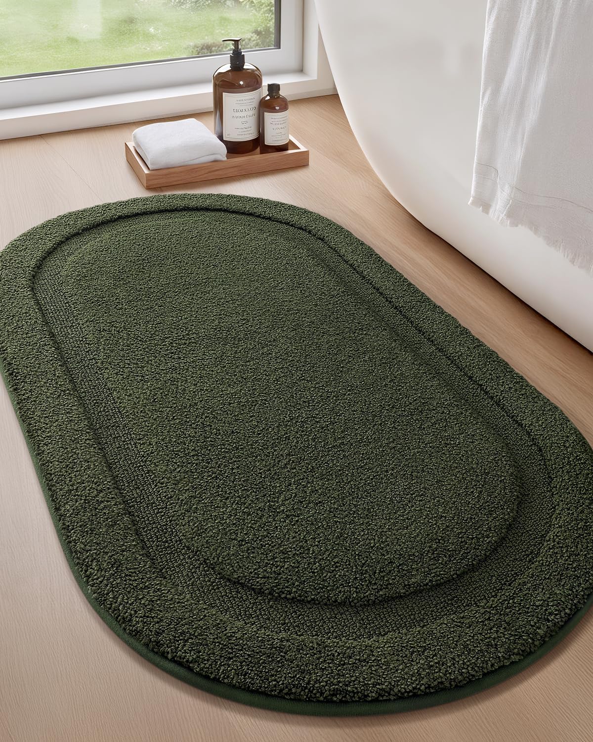 Photo 1 of Color&Geometry Green Bathroom Rugs, Non Slip, Absorbent, Soft, Washable, Thick Bath Mat, 20"x32" Small Bath Rug Bath Mats for Bathroom Floor, Shower, Sink, Vanity