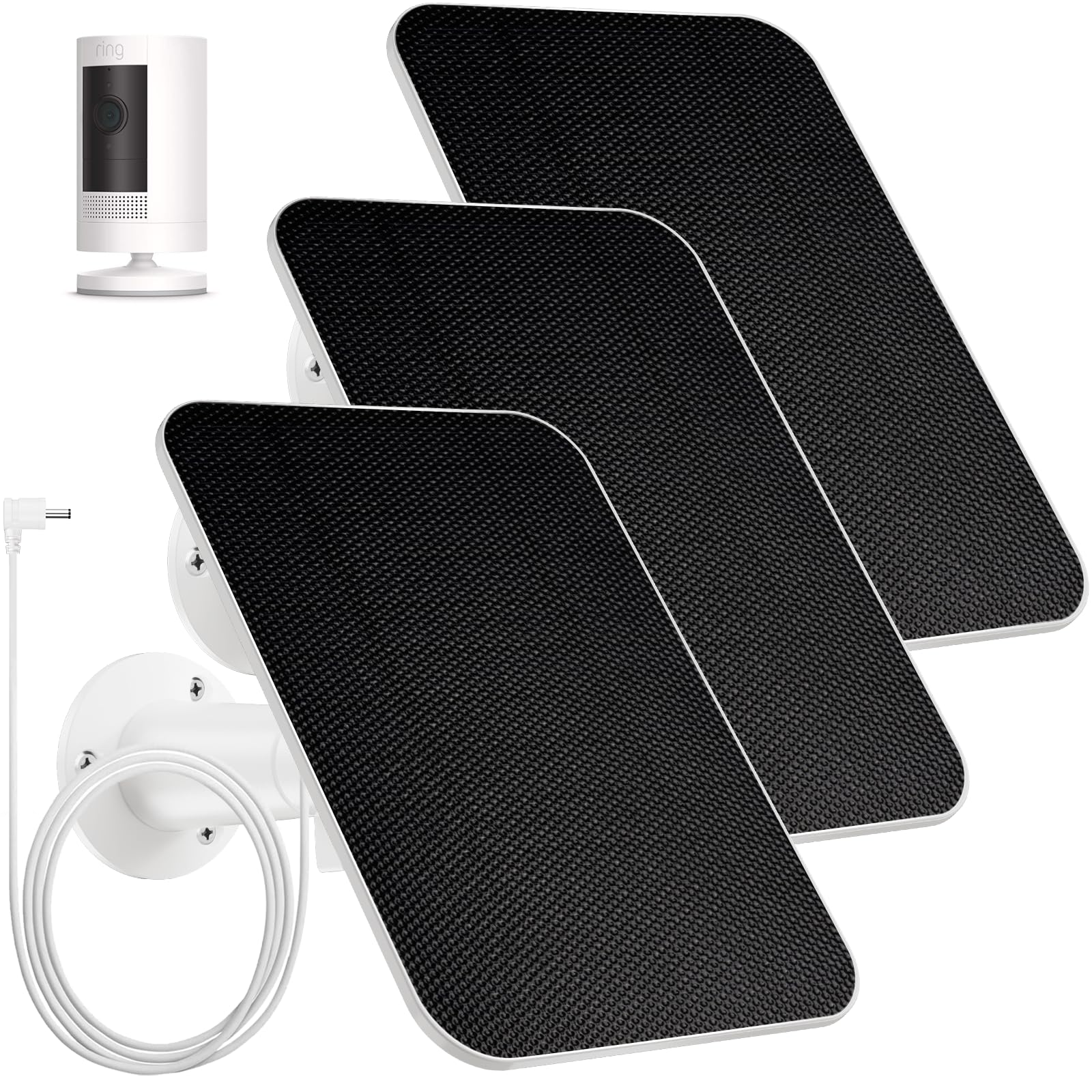 Photo 1 of 4W Solar Panel Compatible with Ring Spotlight Cam Battery & Stick Up Cam Battery, IP65 Waterproof Solar Panel for Ring Camera with 13Ft/4M Cable Power Your Ring Surveillance Cam Continuously (3 Pack)