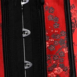 Blidece Womens Floral Pattern Lace Trim Corset Top