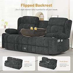 Dresegmt Loveseat Recliner Sofa Set, Flip Middle