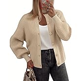 Zeagoo 2026 Cardigan Sweaters for Women Long Sleeve Chunky Knit Cardigan CEW Neck Button Down Fall Fashion Clothes