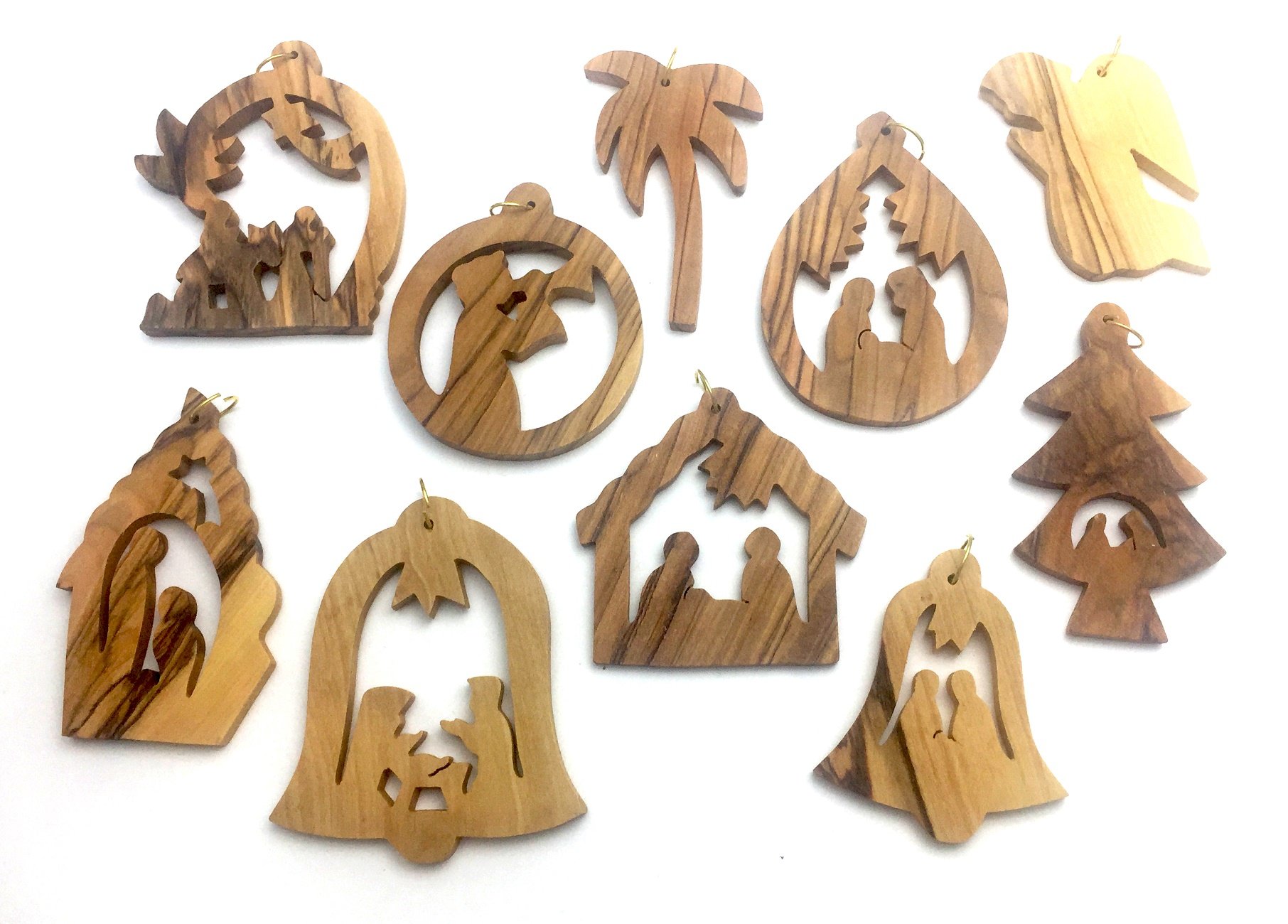 Olive Wood Ornament - Set of 10