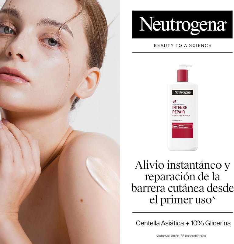 Neutrogena norwegian formula cica loção corporal reparação intensa para pele seca (embalagem de 2 x 750 ml), hidratante corporal reparador com centella asiática