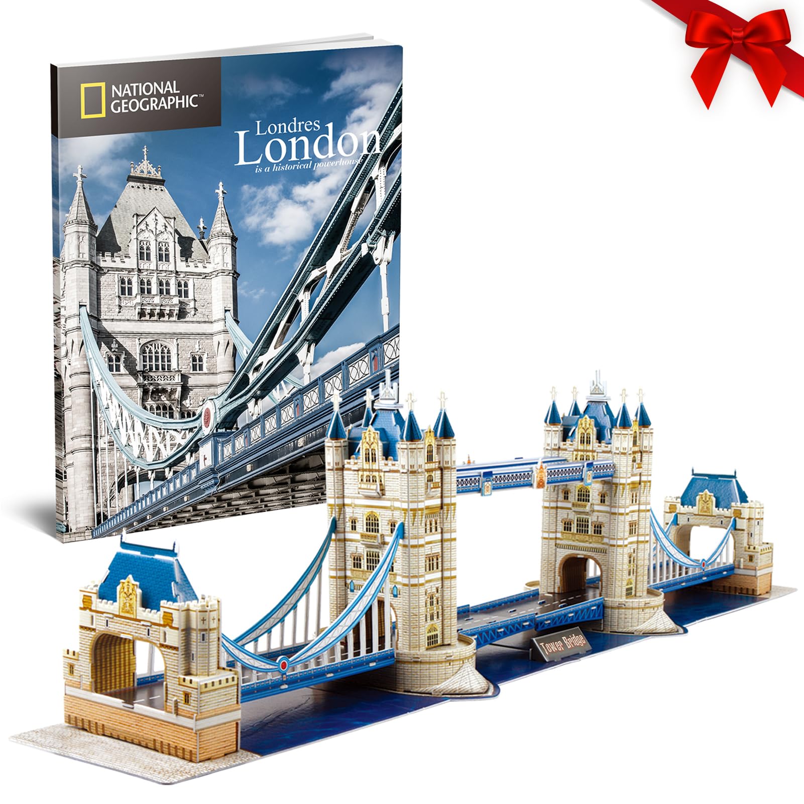CubicFun 3D Tower Bridge London Puzzle, with National Geographic Photo Booklet, 120 Pieces — image 1