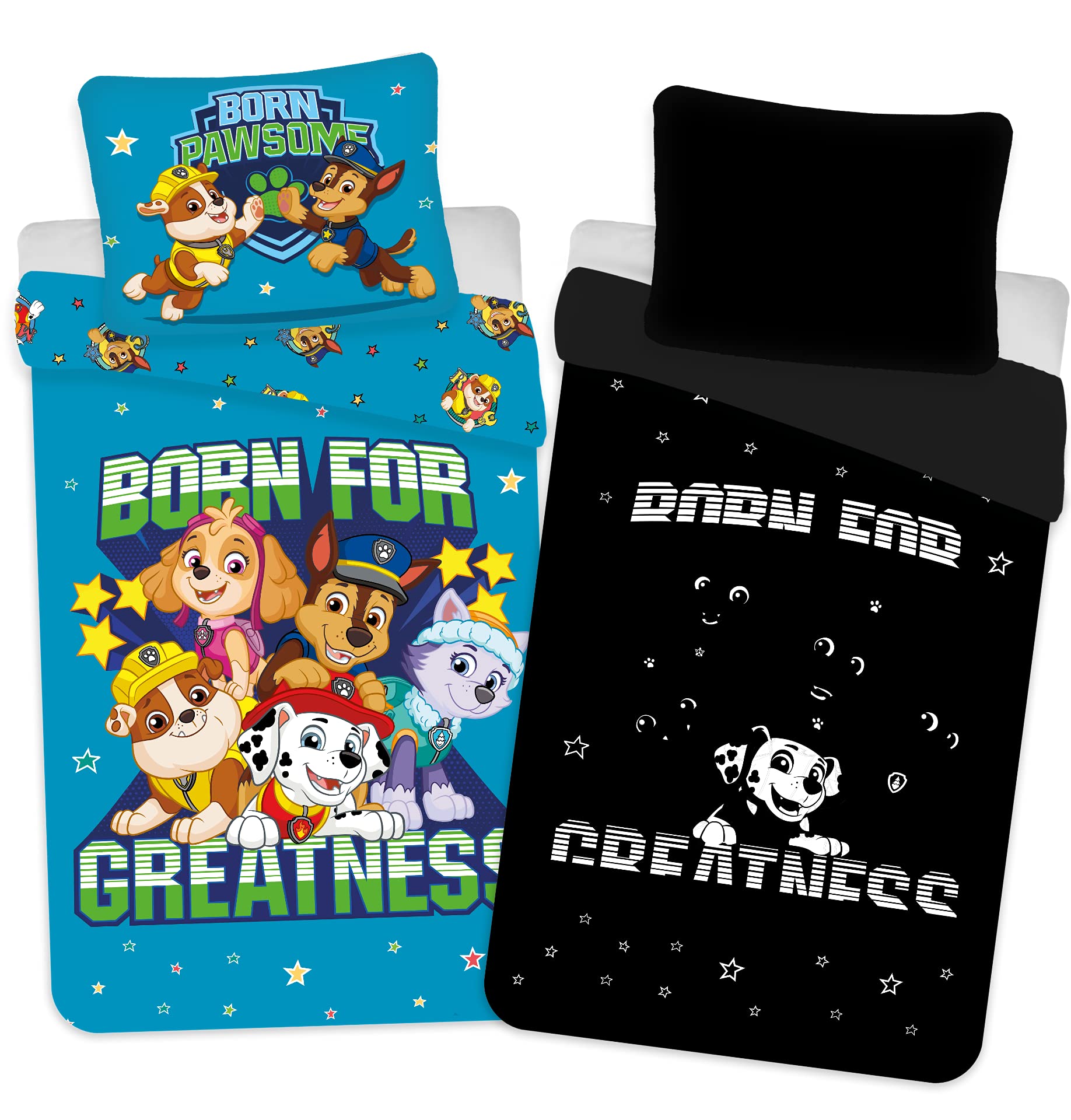 Paw Patrol Bedding Set - Glow in the Dark - Duvet Cover 100 x 135 cm + Pillowcase 40 x 60 cm