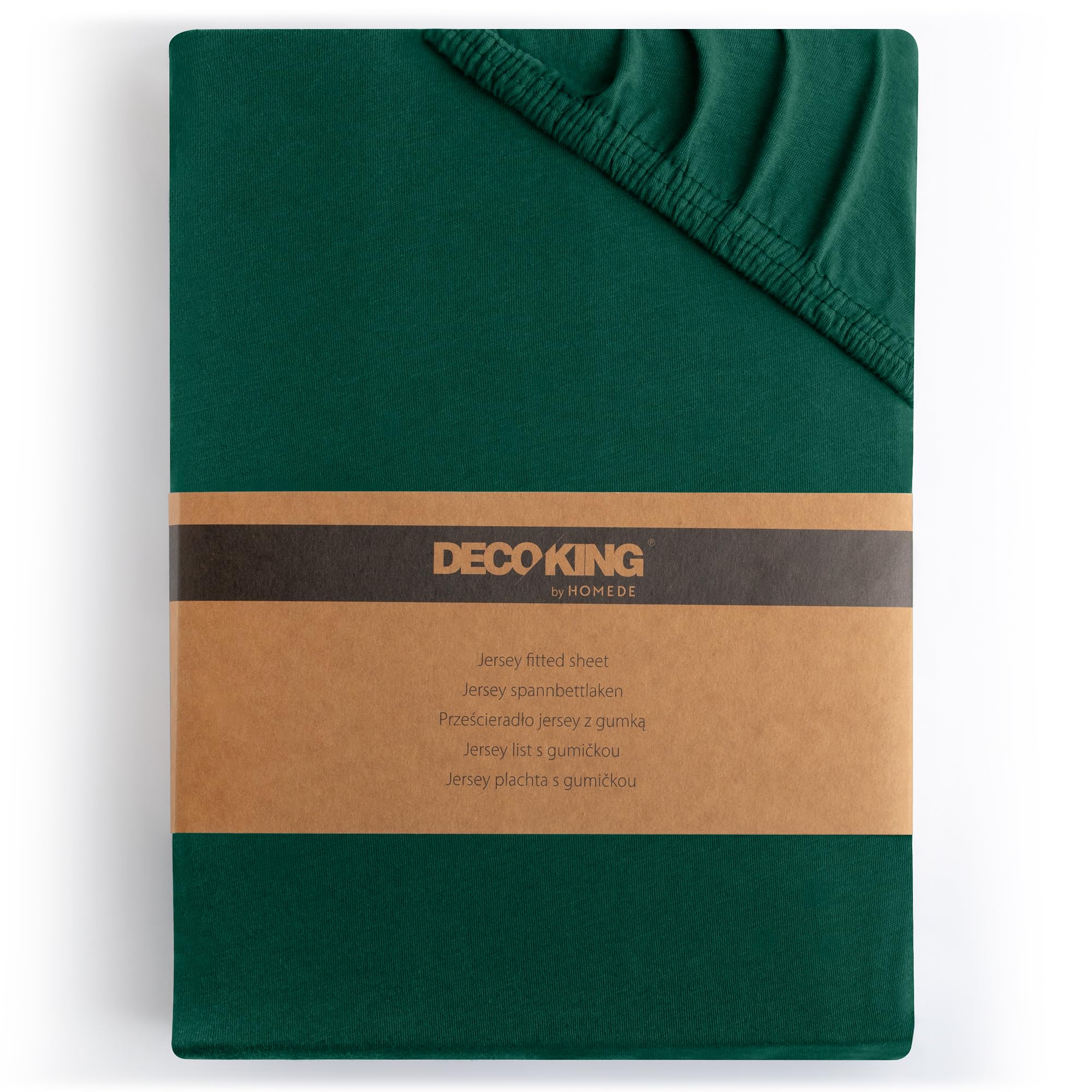 DecoKing Fitted Sheet Emperor 100% Combed Cotton Soft Jersey Bed Sheet 180x200-200x200 cm Green Amber