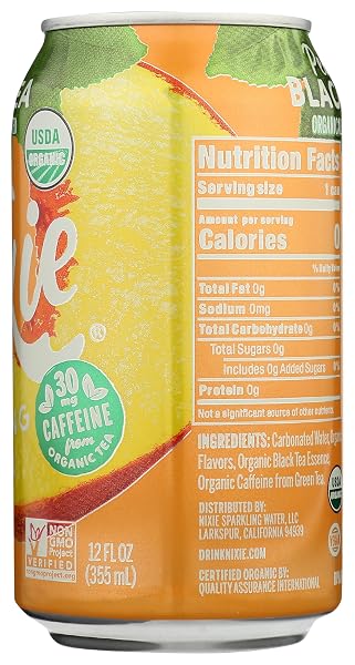 NIXIE ORGANIC PEACH BLACK TEA SPARKLING WATER SINGLE, 12 FZ