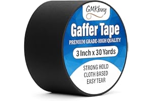 GMKbuy 3 in x 30 Yd Black Gaffers Tape – Heavy Duty, Non-Reflective, Easy to Tear, Waterproof Matte Gaffer Stage Tape – Gaff Cloth Tape for Photography, Filming Backdrop & Production
