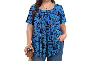 Womens Plus Size Tops Tunic Summer Short Sleeve Loose Shirts Clothes 1x-5x