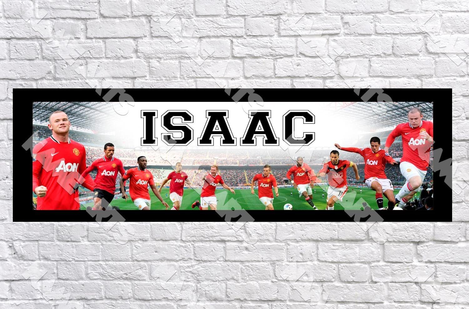 Personalized/Customized Manchester United Name Poster with Border Mat- Home Wall Decor Birthday Party Door Banner