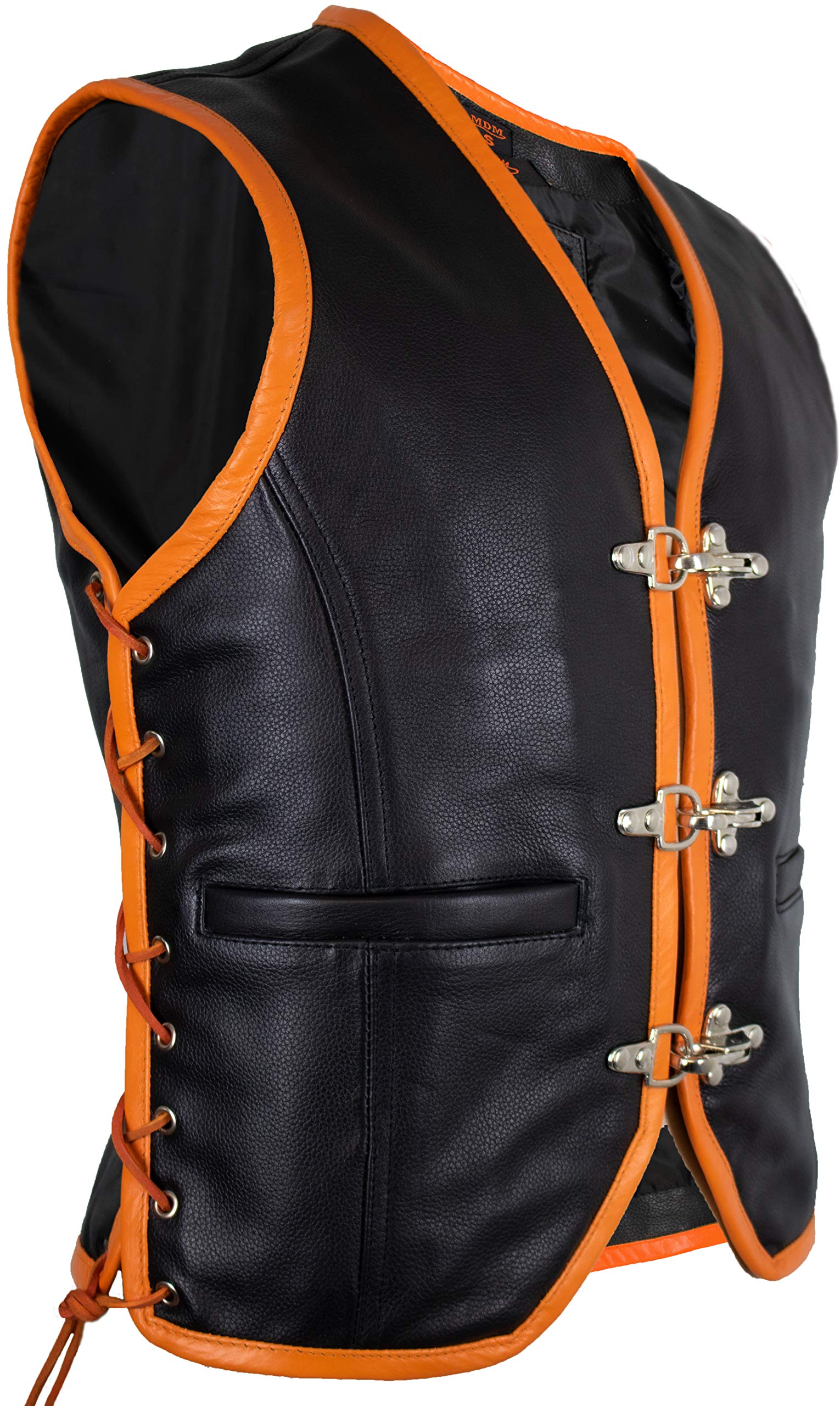 orange leather vest